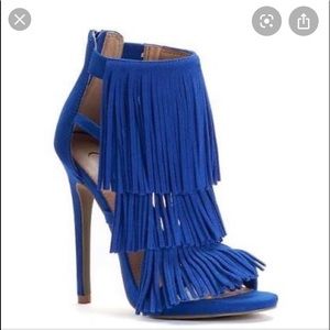 Never used blue fringe heels.